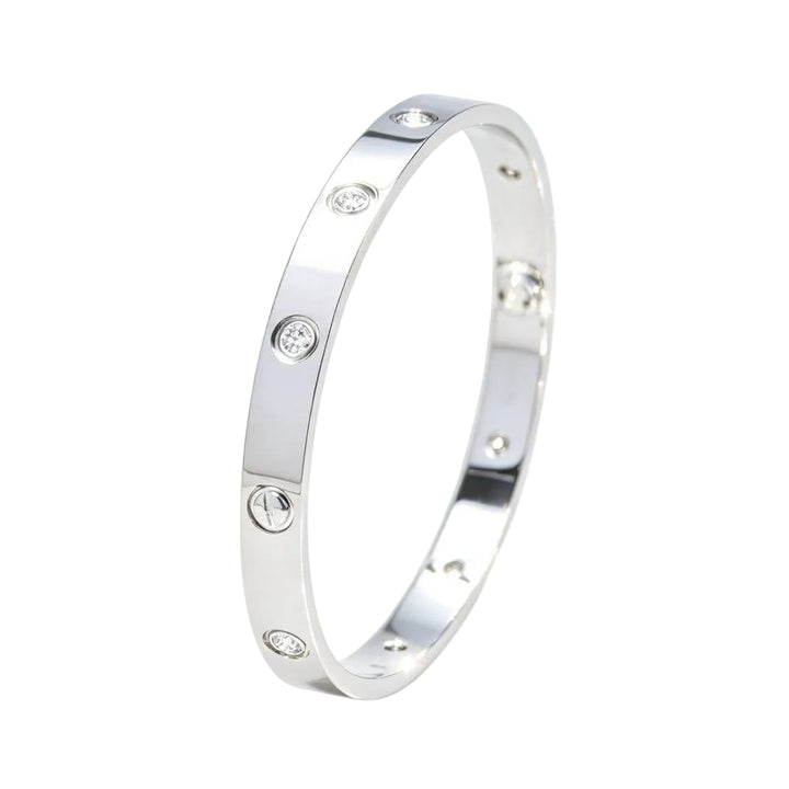 Preloved Authentic Cartier Love Bracelet Classic Model 10 Diamond 18K White Gold Size 18