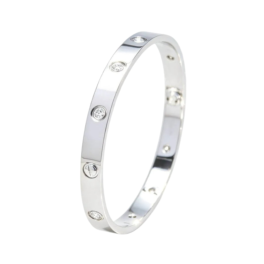 Preloved Authentic Cartier Love Bracelet Classic Model 10 Diamond 18K White Gold Size 18