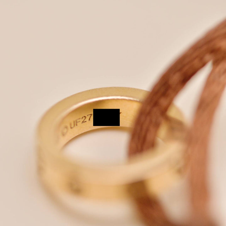 Preowned Cartier Love 4 Diamond Sèvres Porcelain Brown 18K Yellow & Rose Cord Bracelet