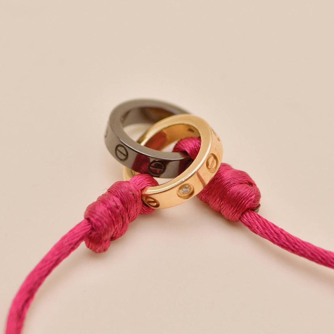 Authentic Cartier Love Cord Bracelet Diamond Sèvres Porcelain 18k Rose Gold