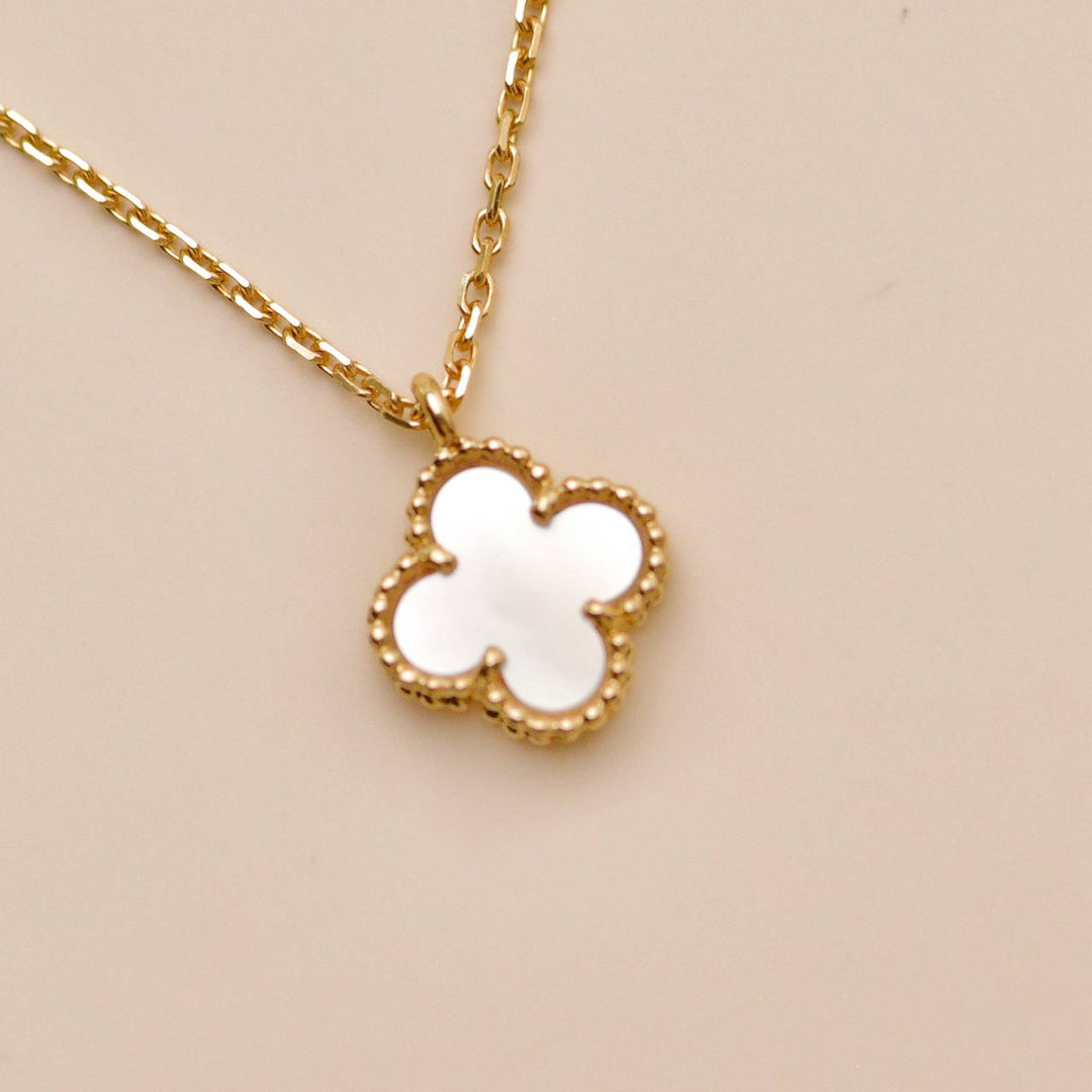 Preloved Authentic Van Cleef Sweet Alhambra Necklace Mother of Pearl 18K Yellow Gold