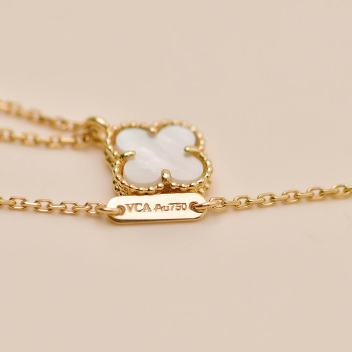 Second Hand Authentic VCA Sweet Alhambra Necklace Mother of Pearl 18K Yellow Gold