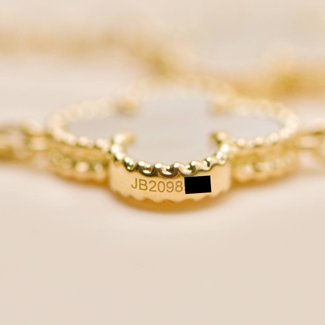 Preloved Authentic VCA Vintage Alhambra 20 Motif Necklace Mother of Pearl 18K Yellow Gold