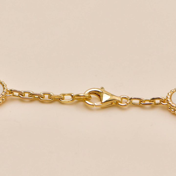 Preowned Authentic VCA Vintage Alhambra 20 Motif Necklace Mother of Pearl 18K Yellow Gold