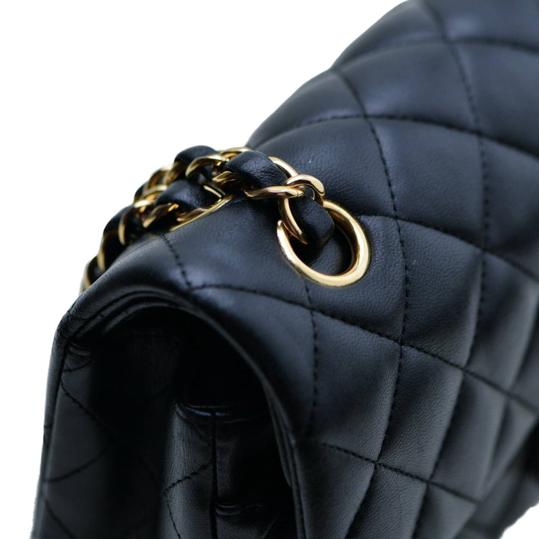 Preowned Chanel Classic Small Double Flap Lambskin Black Quilted Bag