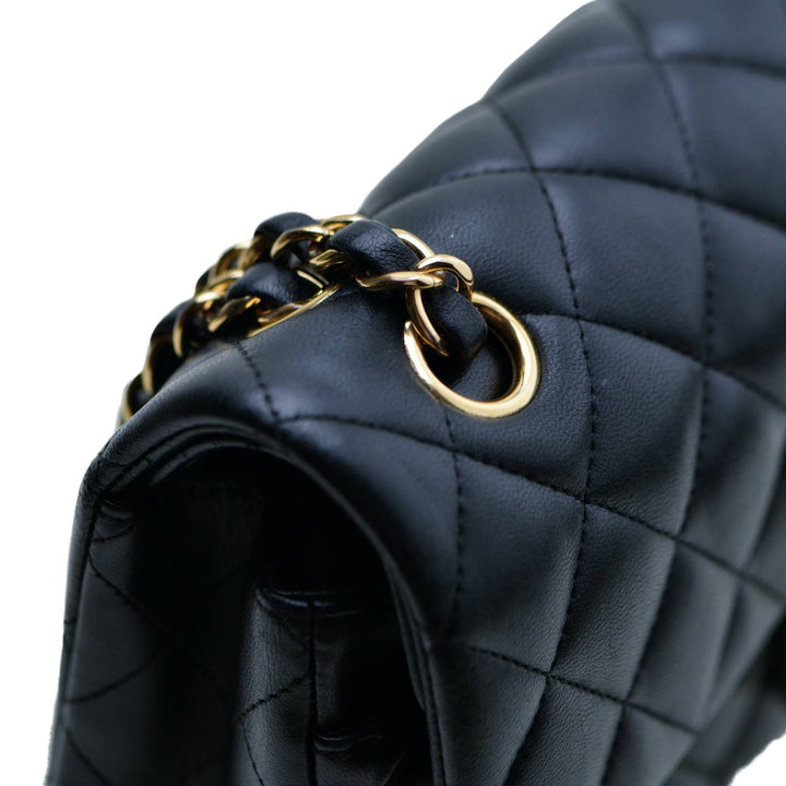 Preowned Chanel Classic Small Double Flap Lambskin Black Quilted Bag