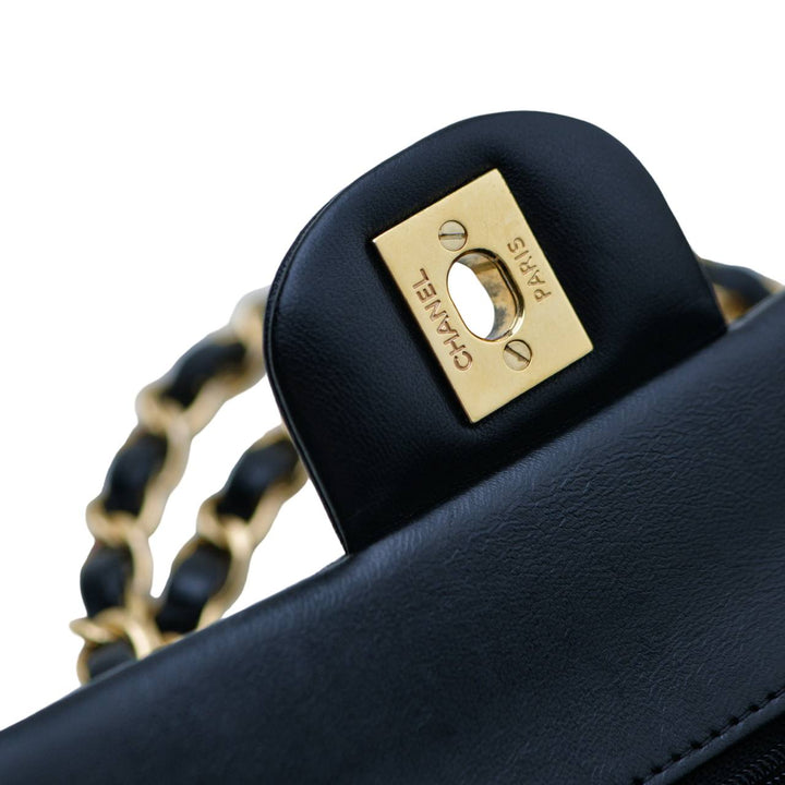 Second Hand Chanel Classic Small Double Flap Lambskin Black Quilted Bag