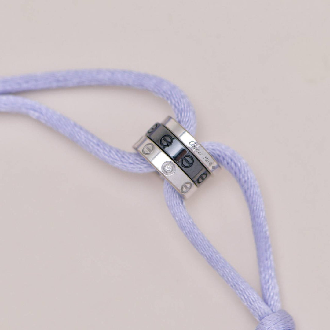 Second Hand Cartier Love Cord Bracelet Diamond Black Ceramic 18K White Gold