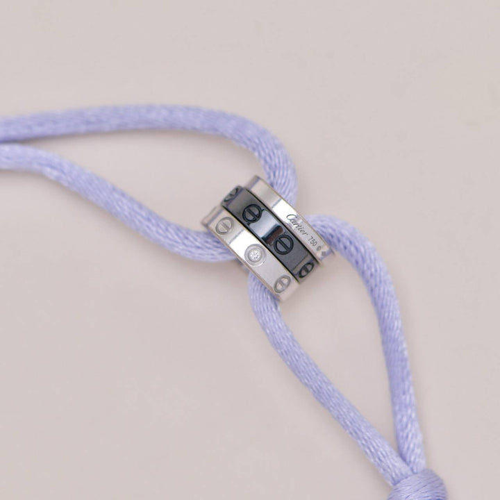 Second Hand Cartier Love Cord Bracelet Diamond Black Ceramic 18K White Gold