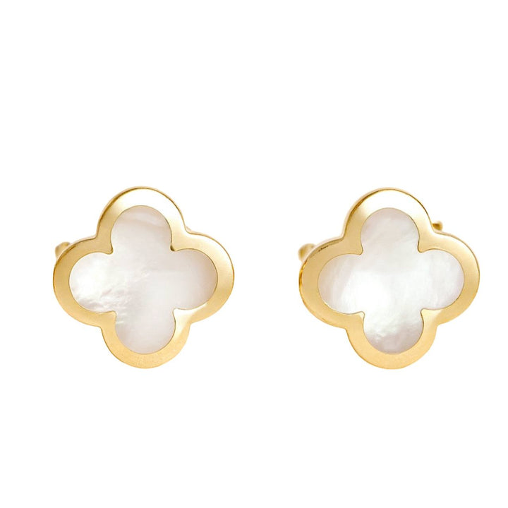 Preloved Authentic Van Cleef & Arpels Pure Alhambra Earrings Mother of Pearl 18K Yellow Gold