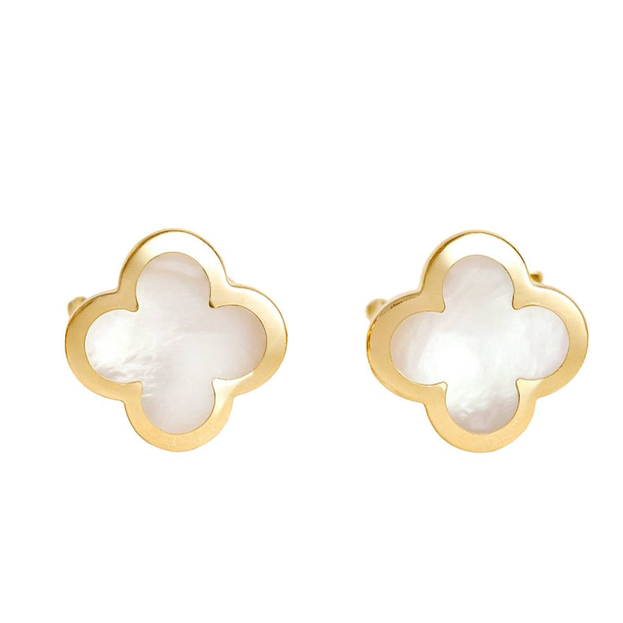 Preloved Authentic Van Cleef & Arpels Pure Alhambra Earrings Mother of Pearl 18K Yellow Gold