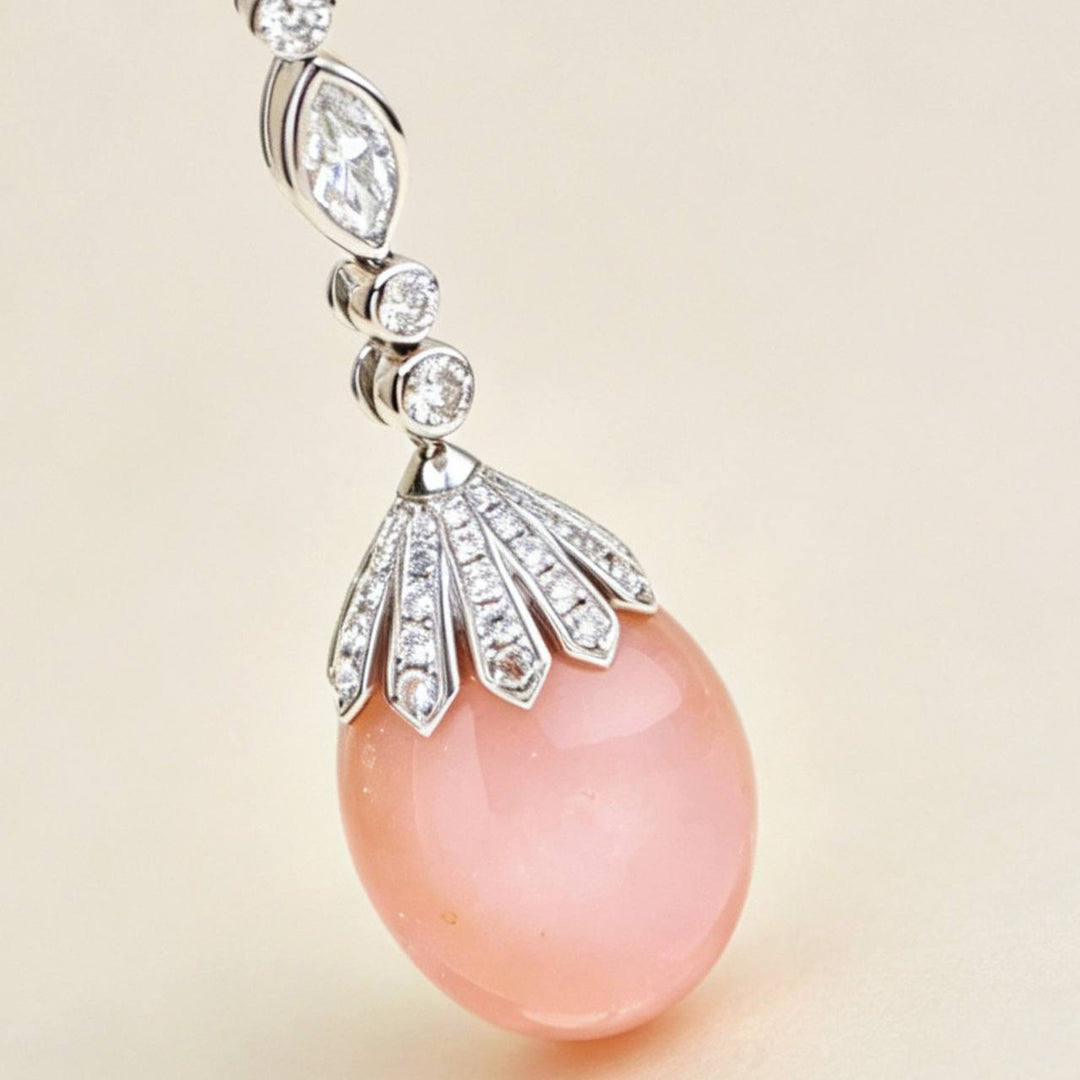 Conch Pearl and Diamond 18K White Gold Necklace