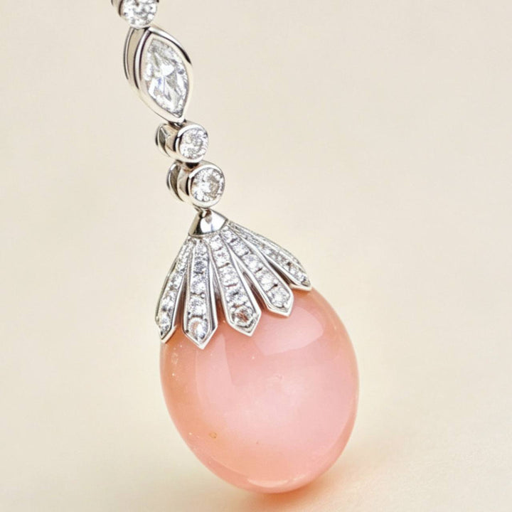 Conch Pearl and Diamond 18K White Gold Necklace