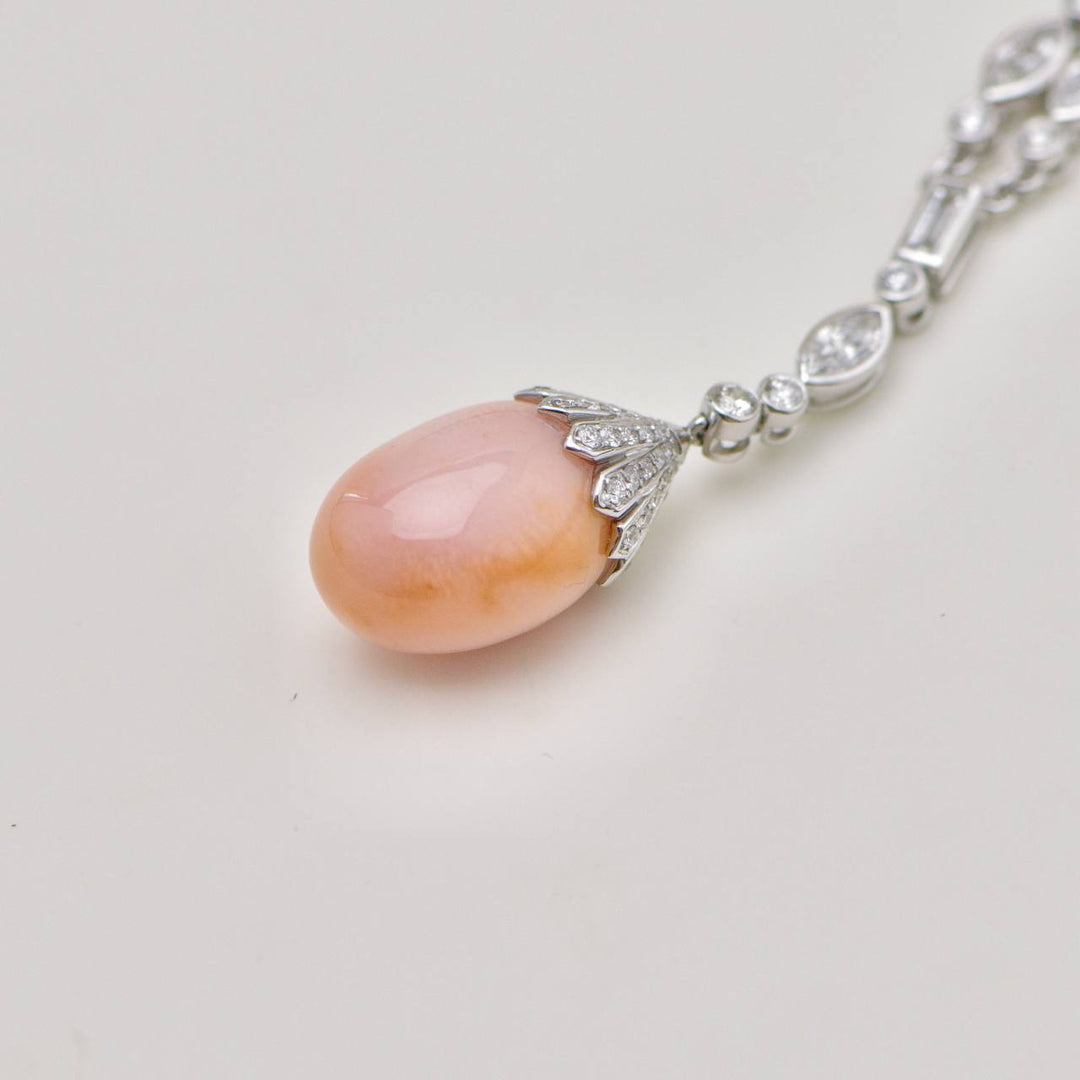 Conch Pearl and Diamond 18K White Gold Necklace