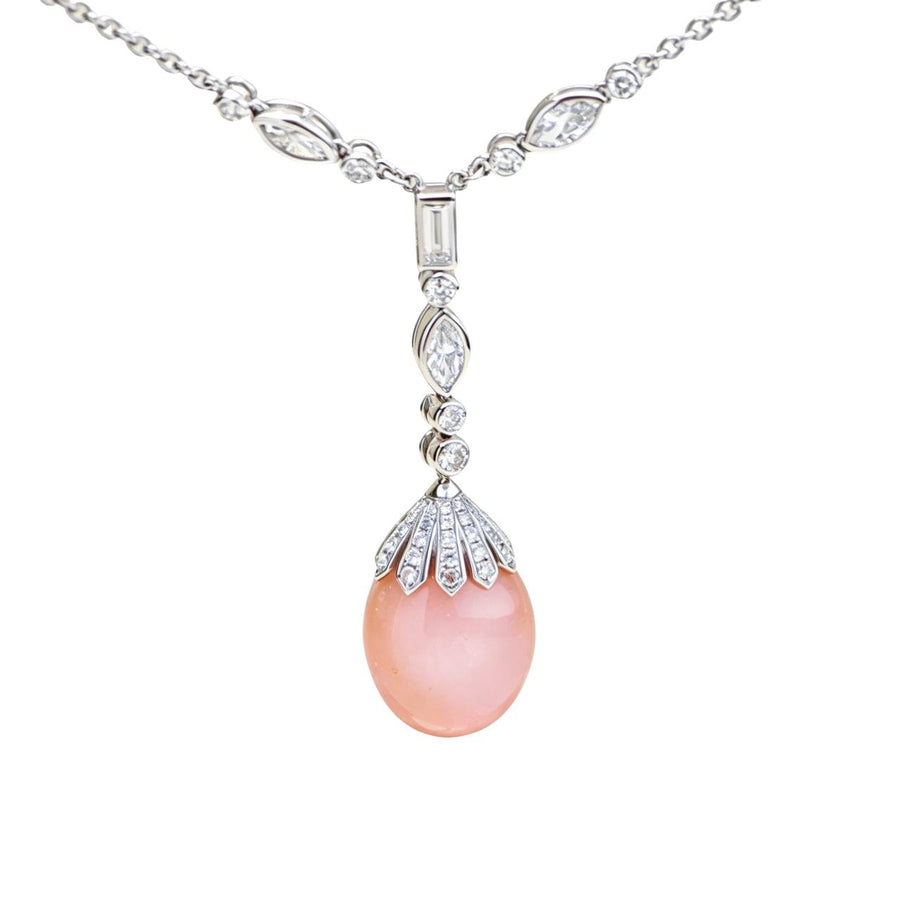 Conch Pearl and Diamond 18K White Gold Necklace