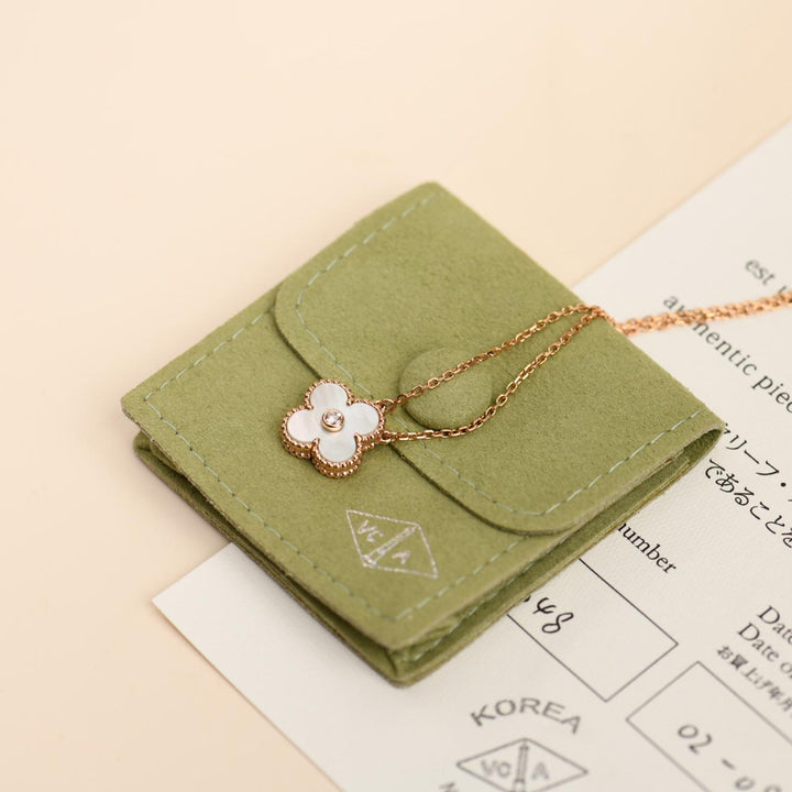 Van Cleef & Arpels Alhambra 2012 Holiday Necklace Diamond Mother of Pearl