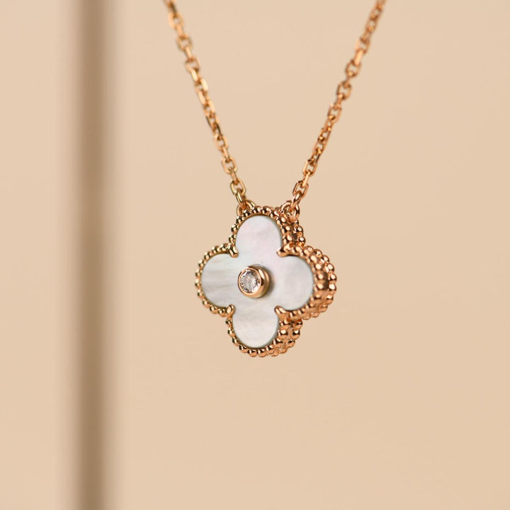Van Cleef & Arpels Alhambra 2012 Holiday Necklace Diamond Mother of Pearl