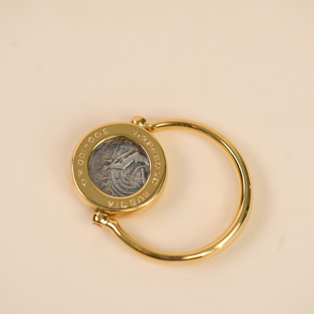 Preowned Authentic Bulgari Vintage Monete Reversible Coin Swivel Ring 18K Yellow Gold