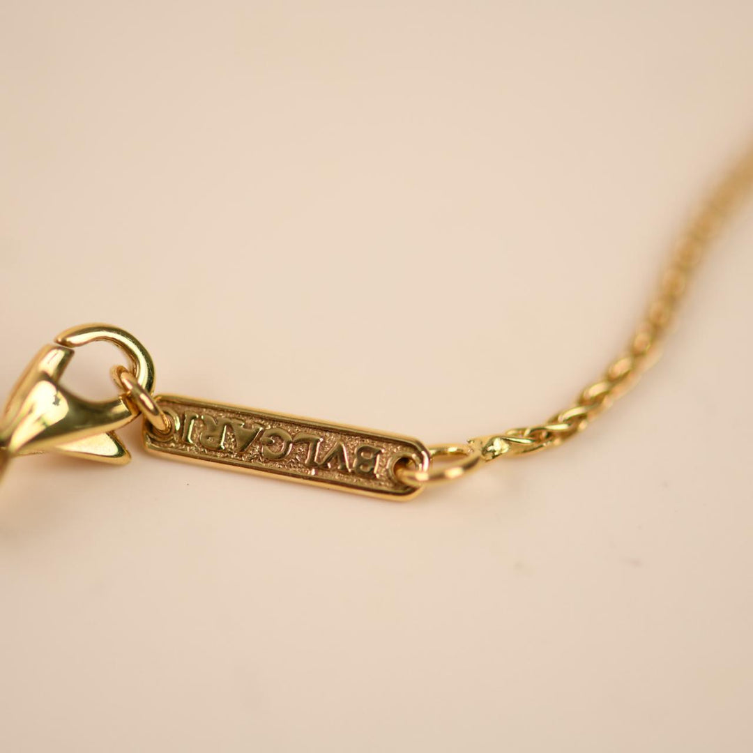 Used Bvlgari Vintage Sapphire and Diamond Greek Cross Pendant 18K Yellow Gold