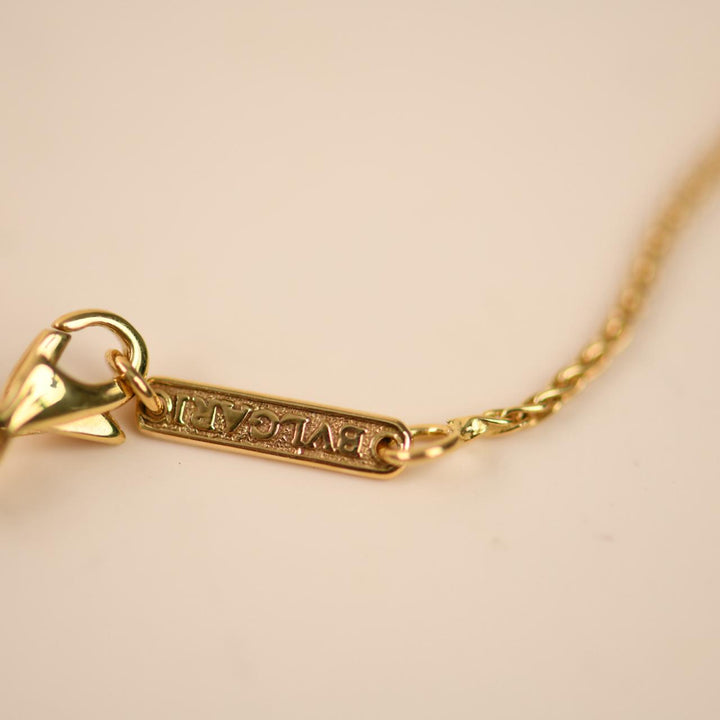 Used Bvlgari Vintage Sapphire and Diamond Greek Cross Pendant 18K Yellow Gold