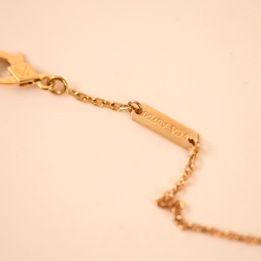 Preowned Authentic Van Cleef Vintage Alhambra Necklace Mother of Pearl 18K Yellow Gold