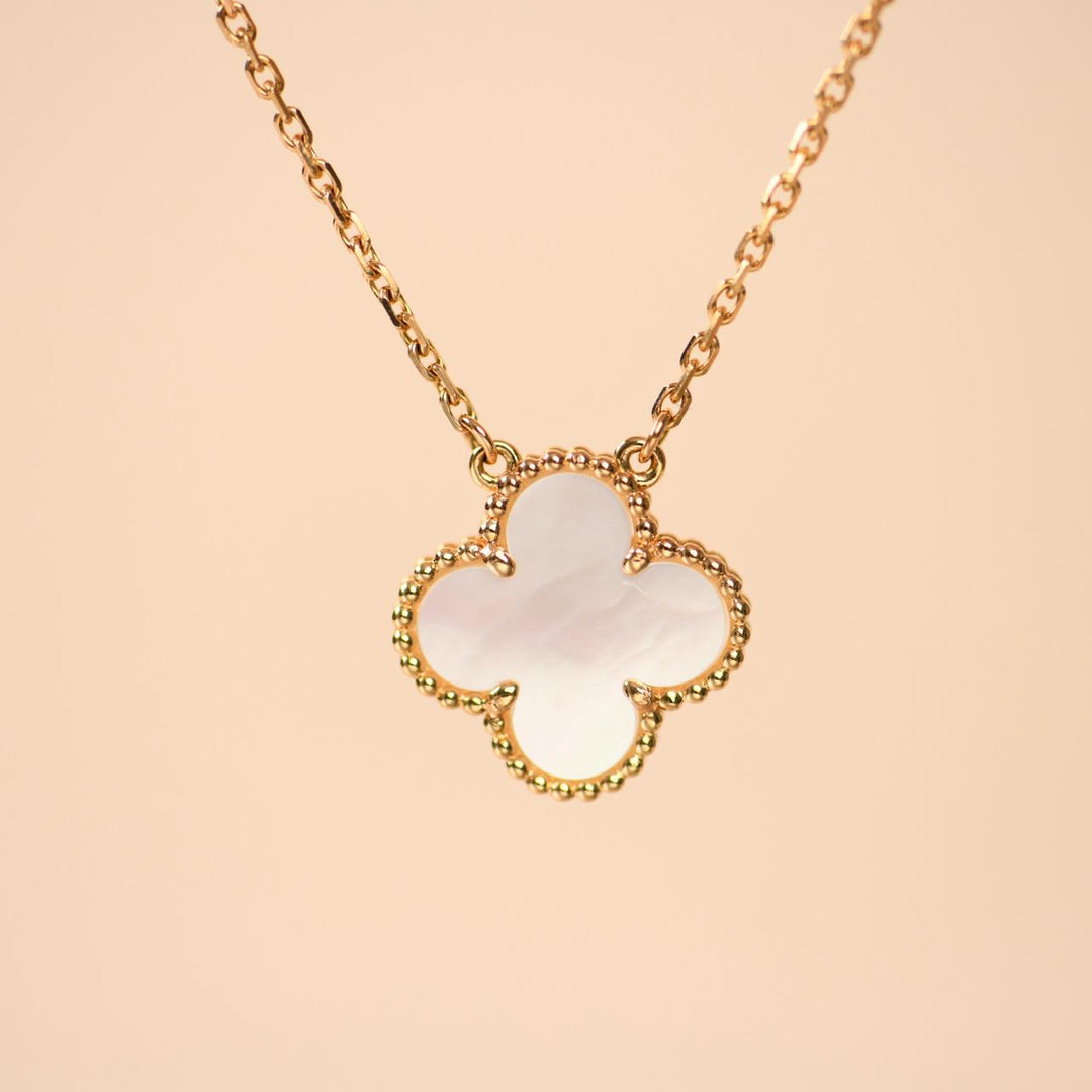 Preloved VCA Vintage Alhambra Necklace Mother of Pearl 18K Yellow Gold
