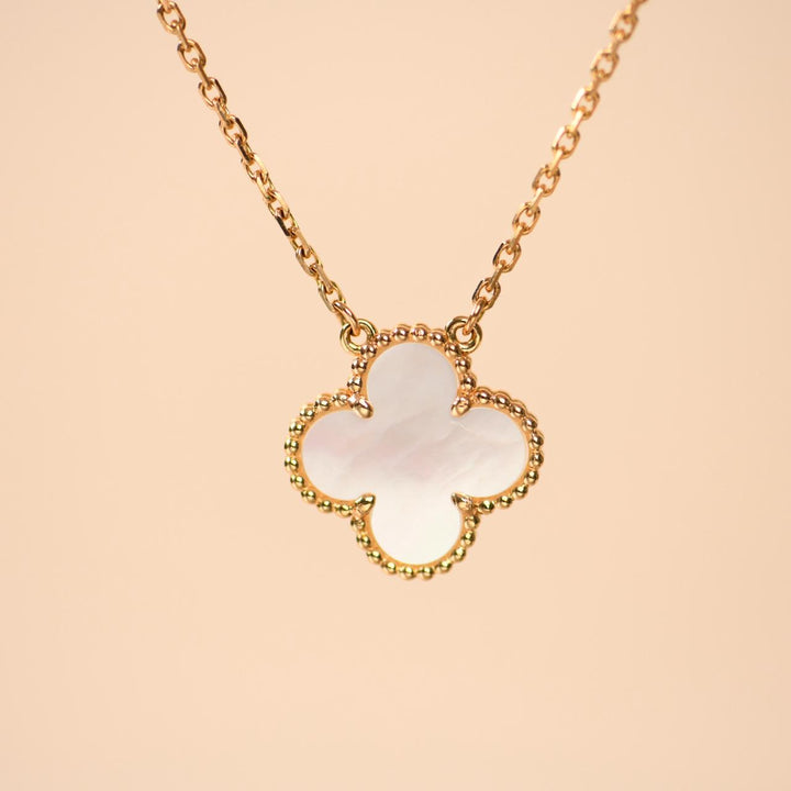 Preloved VCA Vintage Alhambra Necklace Mother of Pearl 18K Yellow Gold