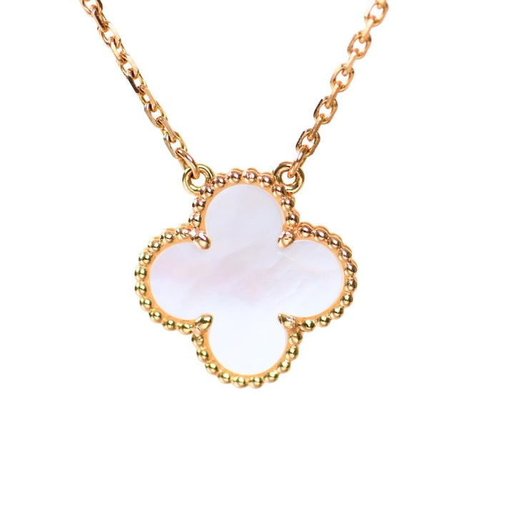 Preloved Authentic Van Cleef & Arpels Vintage Alhambra Necklace Mother of Pearl 18K Yellow Gold