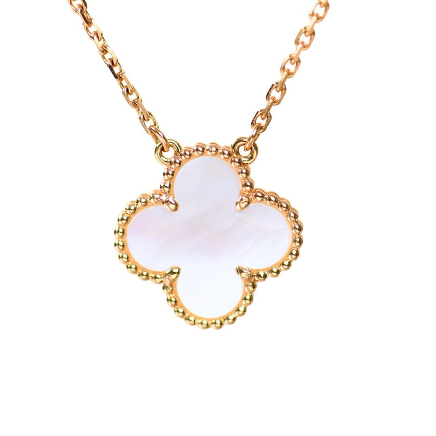 Preloved Authentic Van Cleef & Arpels Vintage Alhambra Necklace Mother of Pearl 18K Yellow Gold
