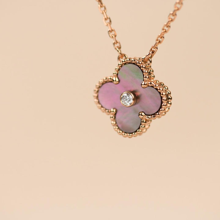 Authentic Second Hand Van Cleef Vintage Alhambra 2014 Holiday Pendant Grey Mother of Pearl