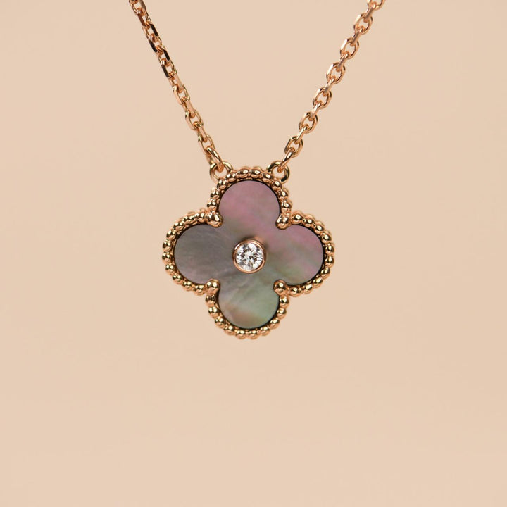 Preloved Authentic VCA Vintage Alhambra 2014 Holiday Pendant Grey Mother of Pearl