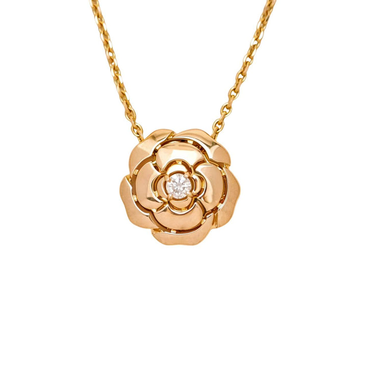 Preloved Authentic Chanel Extrait de Camélia Necklace Diamond 18K Rose Gold