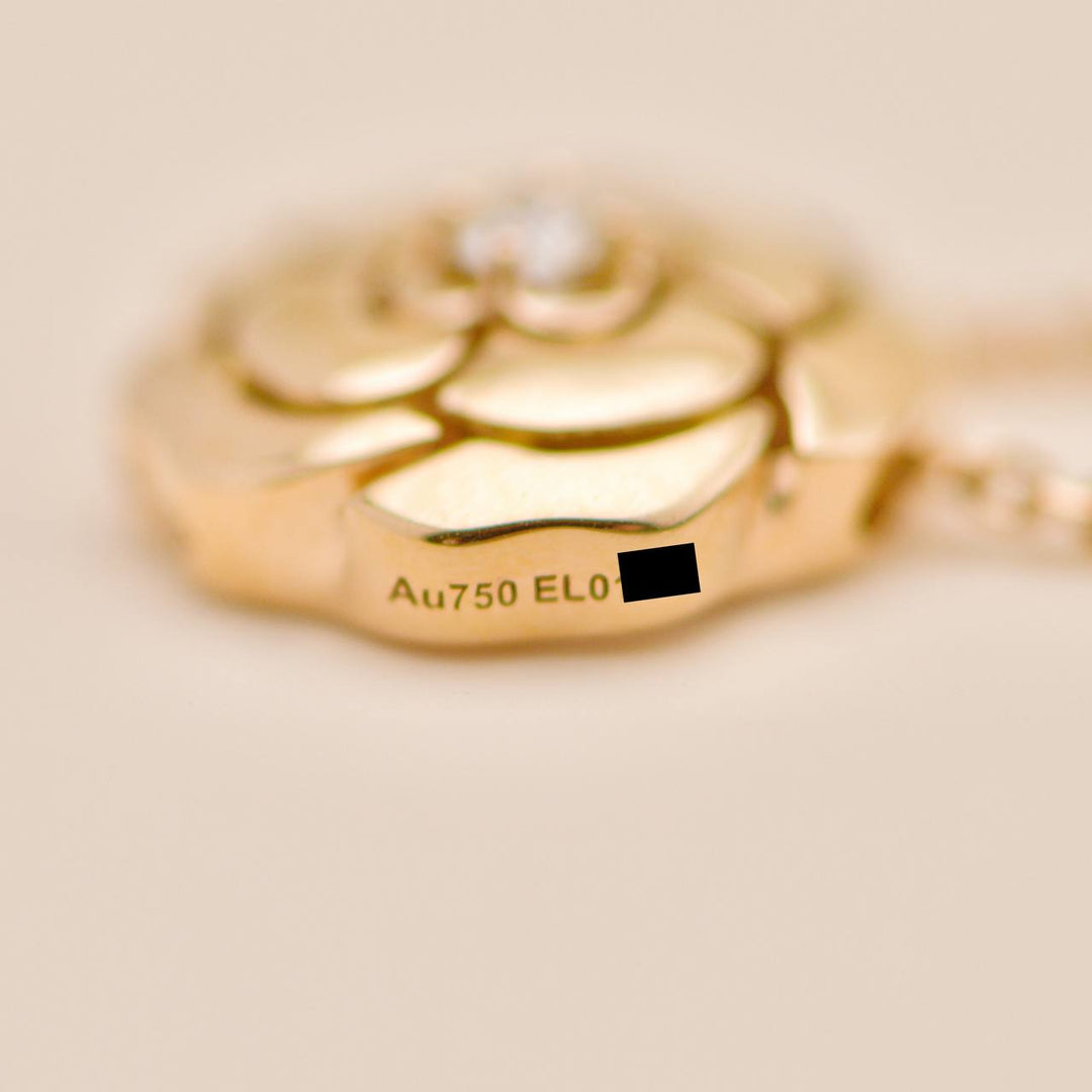 Used Chanel Extrait de Camélia Necklace Diamond 18K Rose Gold