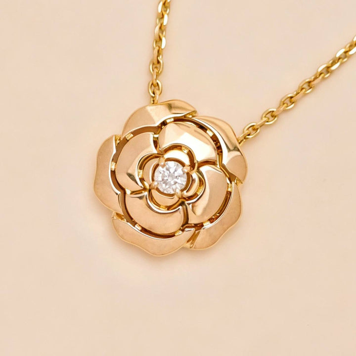Preloved Chanel Extrait de Camélia Necklace Diamond 18K Rose Gold