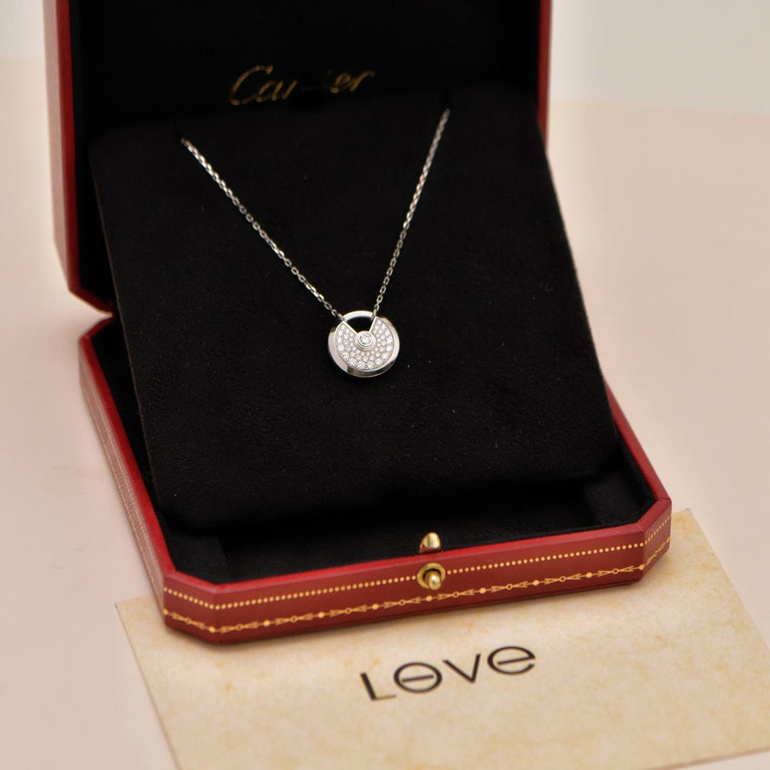 Preowned Authentic Cartier Amulette de Cartier Diamond 18K White Gold Pendant Small Model