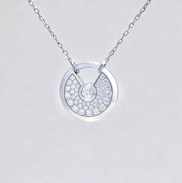 Authentic Cartier Amulette de Cartier Diamond 18K White Gold Pendant Small Model