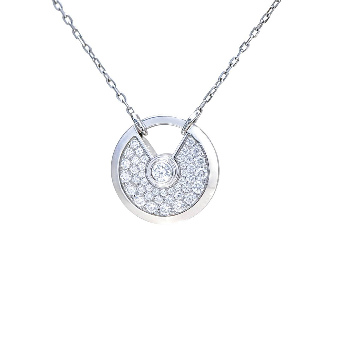Preloved Authentic Cartier Amulette de Cartier Diamond 18K White Gold Pendant Small Model