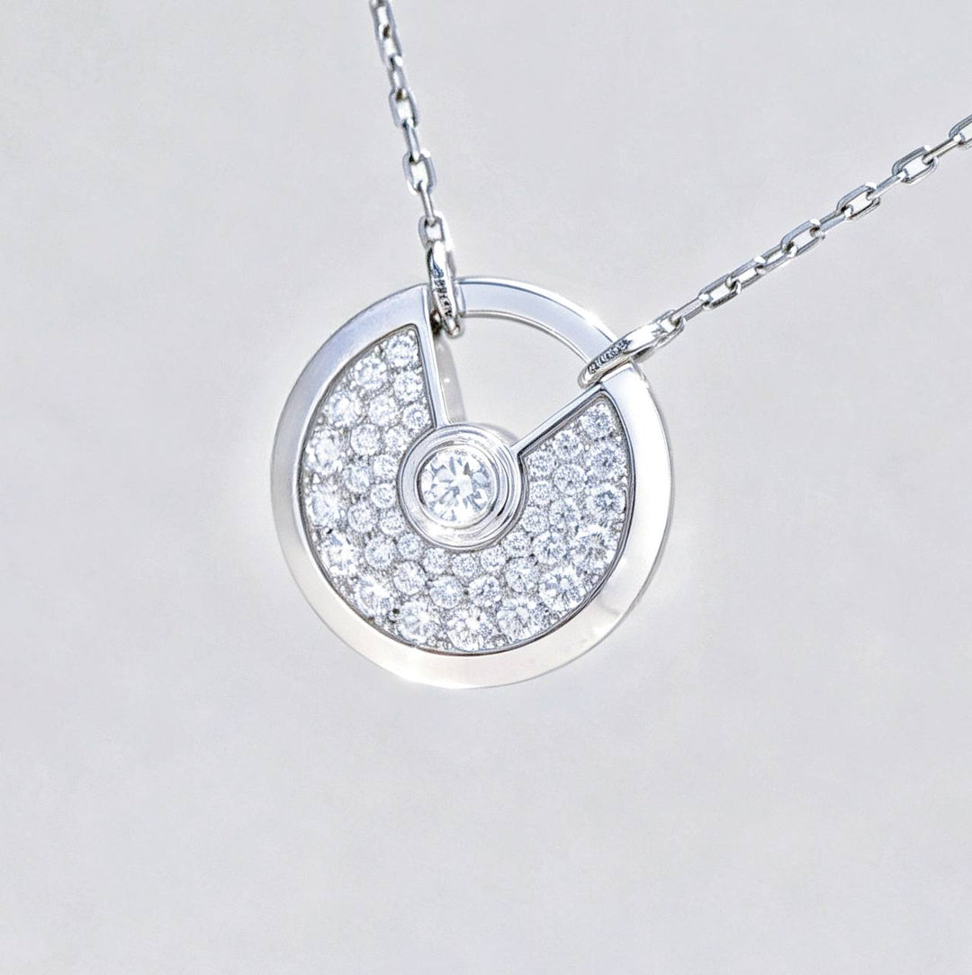 Preowned Cartier Amulette de Cartier Diamond 18K White Gold Pendant Small Model