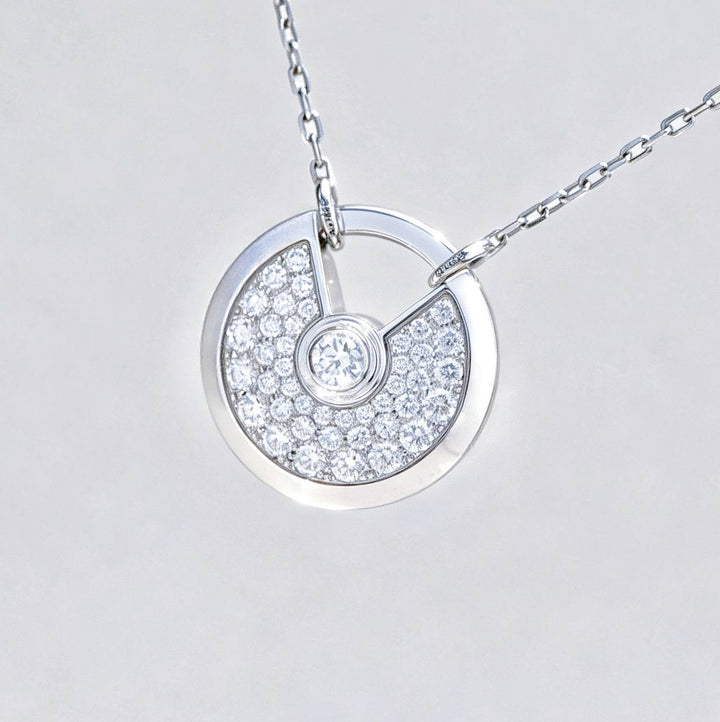 Preowned Cartier Amulette de Cartier Diamond 18K White Gold Pendant Small Model