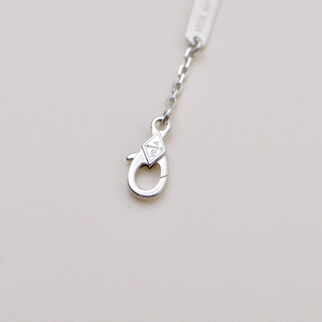 Authentic VCA Lotus Openwork Diamond Pendant 18K White Gold Mini Model