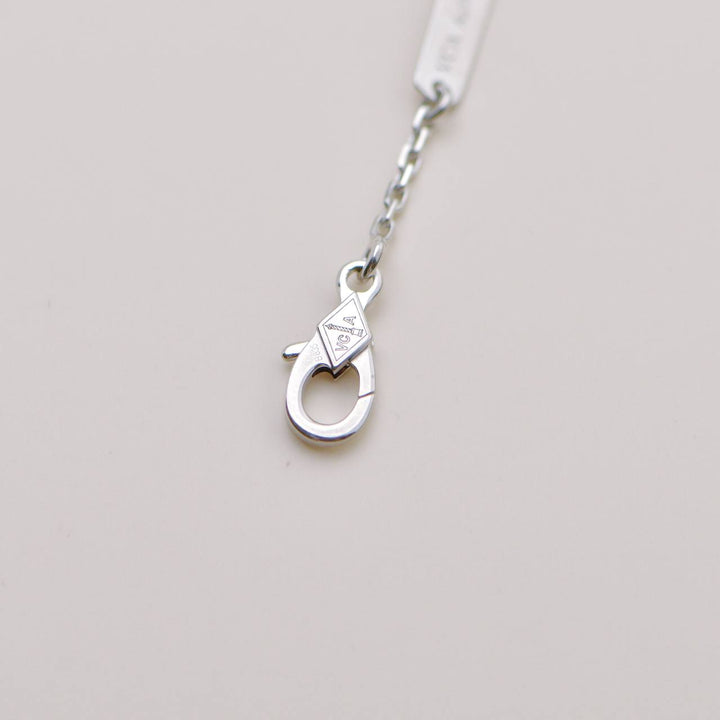 Authentic VCA Lotus Openwork Diamond Pendant 18K White Gold Mini Model