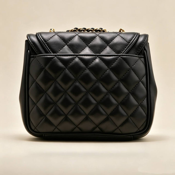 Preloved Chanel Lovely Day Flap Bag Black Lambskin Gold-Tone Hardware