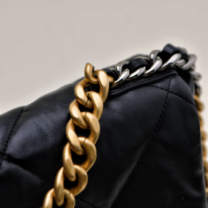 Preloved Authentic Chanel 19 Small Bag Black Shiny Goatskin Mixed Hardware