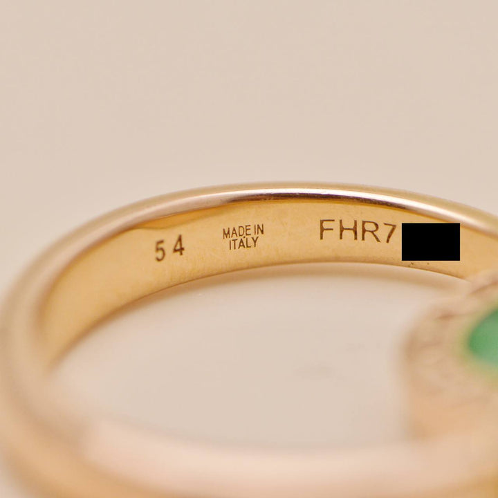 Preloved Bvlgari Flip Ring Jade and Pave Diamond 18K Rose Gold