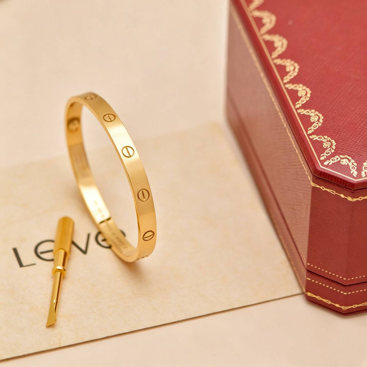 Preowned Authentic Cartier Love Bracelet Classic Model 18K Yellow Gold Size 18