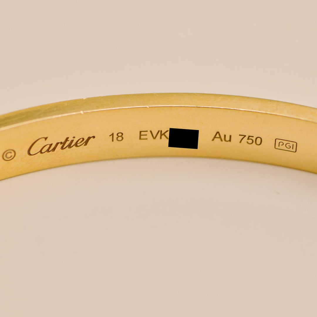 Second Hand Authentic Cartier Love Bracelet Classic Model 18K Yellow Gold Size 18