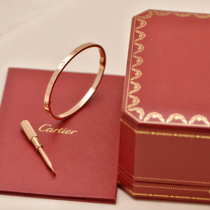 Preowned Authentic Cartier Love Bracelet Small Model 18K Rose Gold Size 17