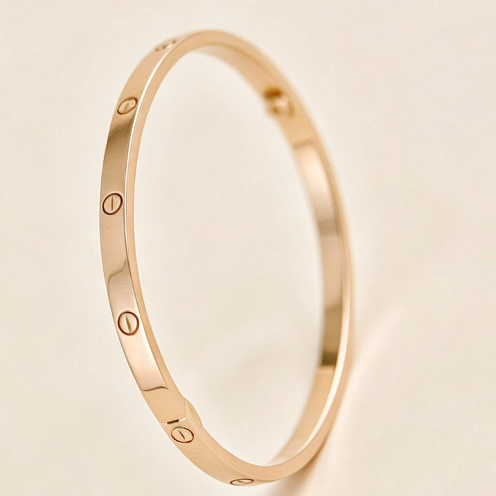 Second Hand Authentic Cartier Love Bracelet Small Model 18K Rose Gold Size 17