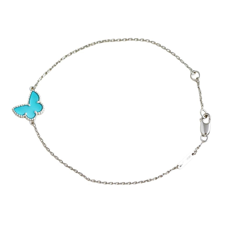 Authentic Preloved Van Cleef & Arpels Sweet Alhambra Turquoise Butterfly Bracelet 18K White Gold