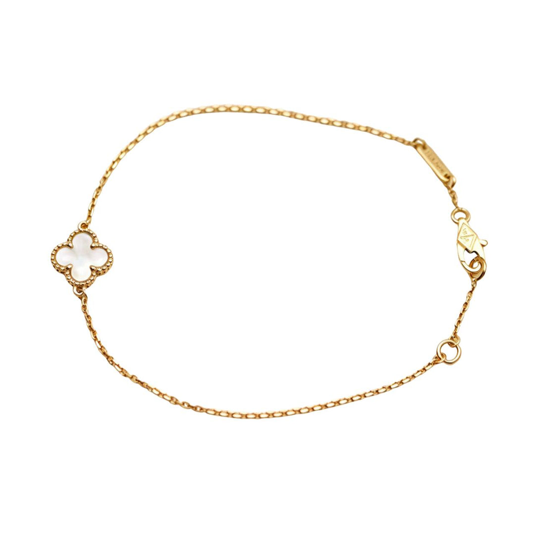 Preloved Authentic Van Cleef & Arpels Sweet Alhambra Mother of Pearl Bracelet 18K Yellow Gold